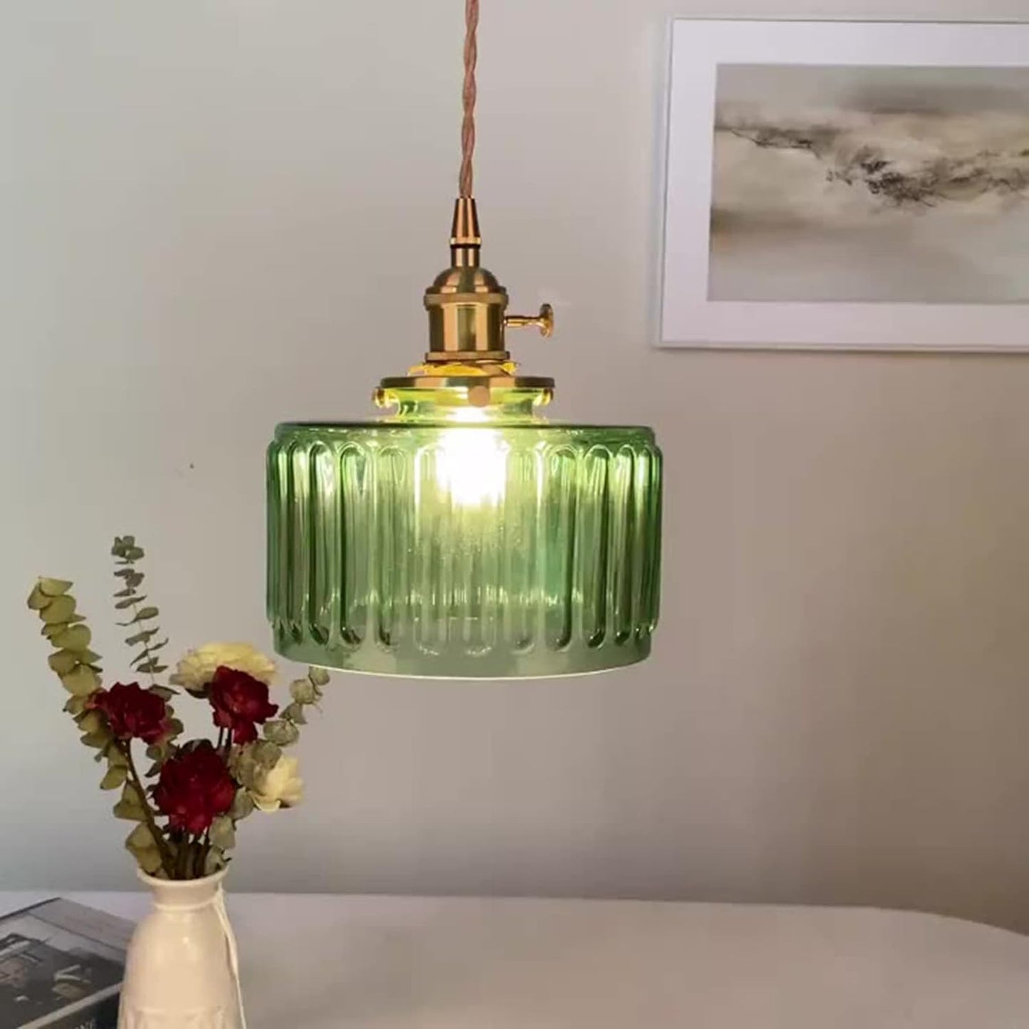 Viridis | Retro Textuur Glazen Cilinder Hanglamp