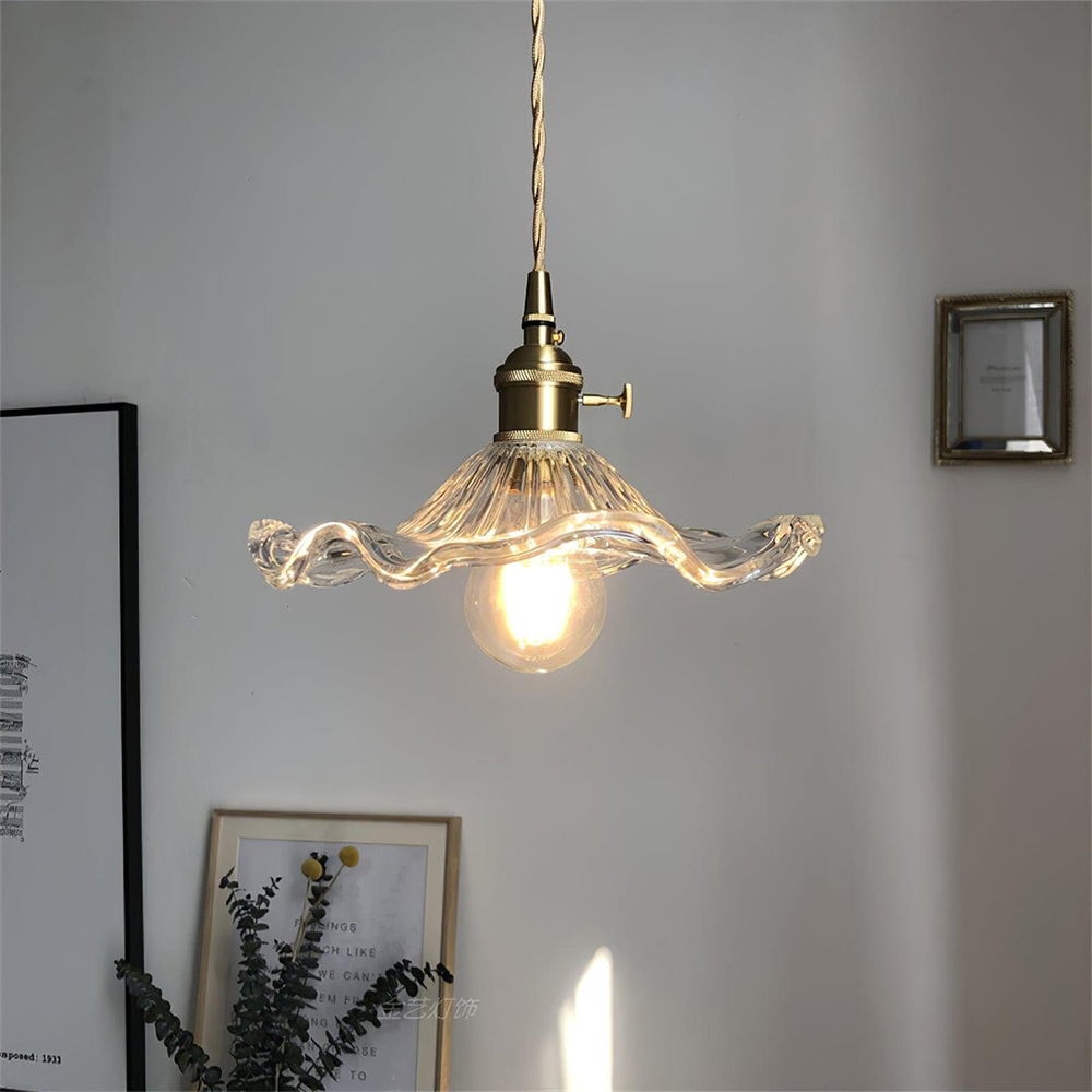 Floria | Elegante Hibiscus Bloemvormige Geprofileerde Glazen Hanglamp
