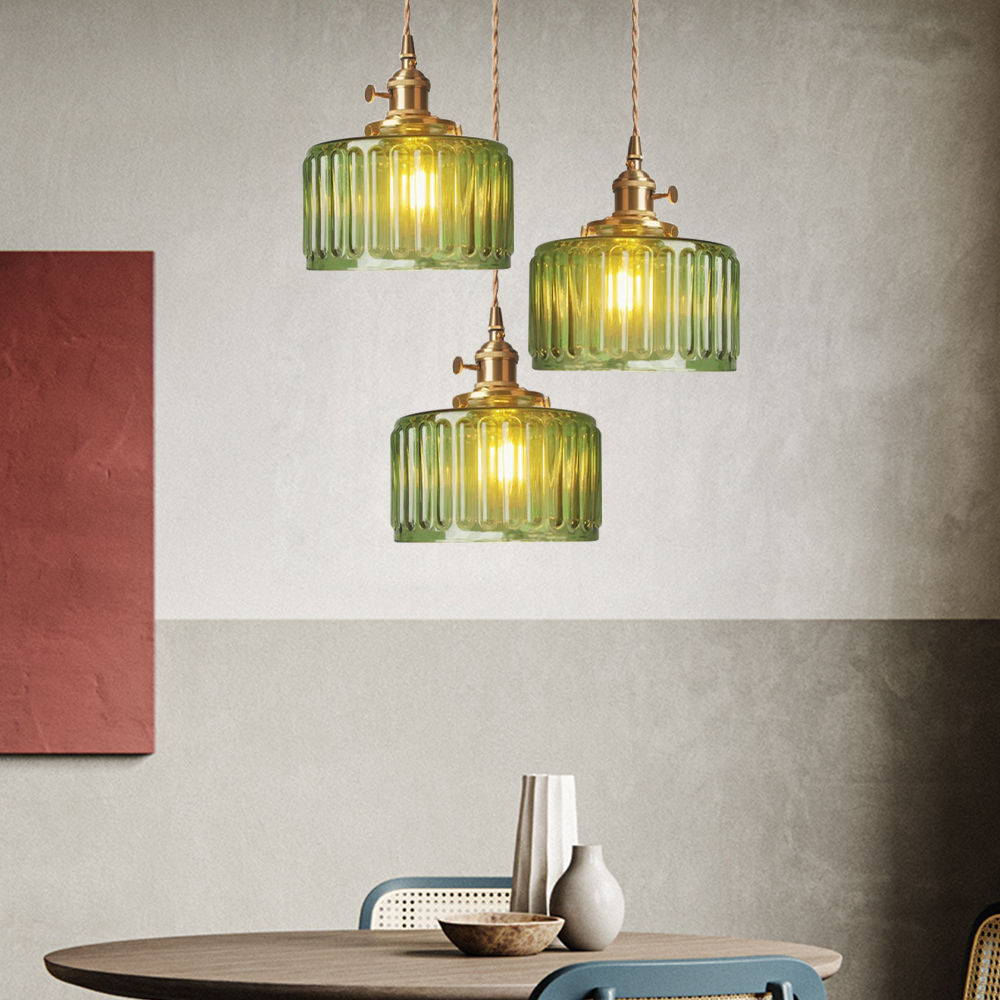 Viridis | Retro Textuur Glazen Cilinder Hanglamp