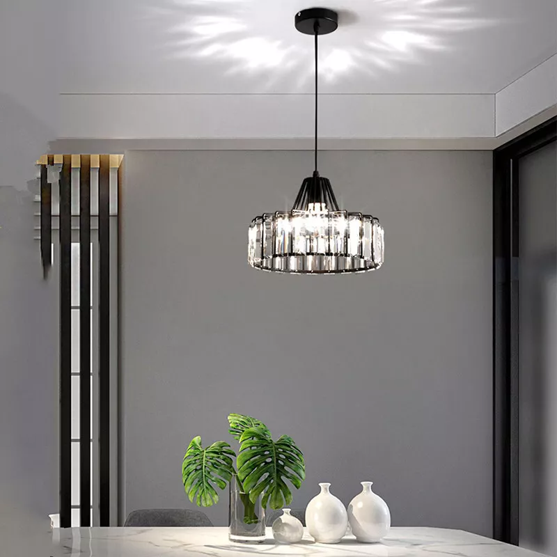 Obsidia | Strakke IJzeren Frame Kristallen Hanglamp