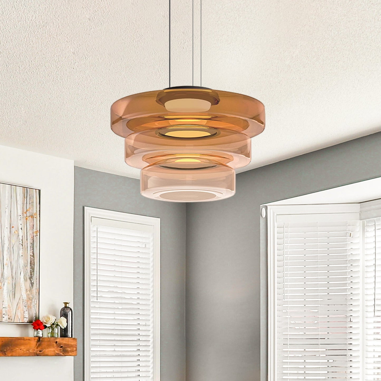 Ambera | Strakke Translucente Laagglas Hanglamp