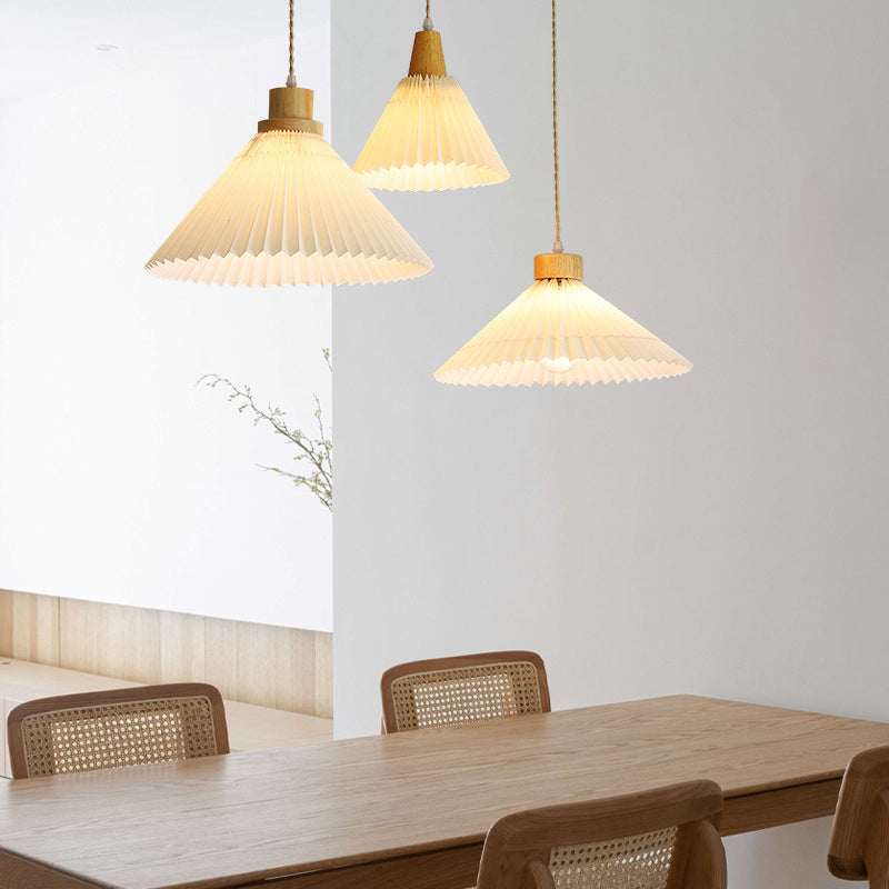Luvithos | Architectonische Cluster Plissé Geplooide Houten Hanglamp