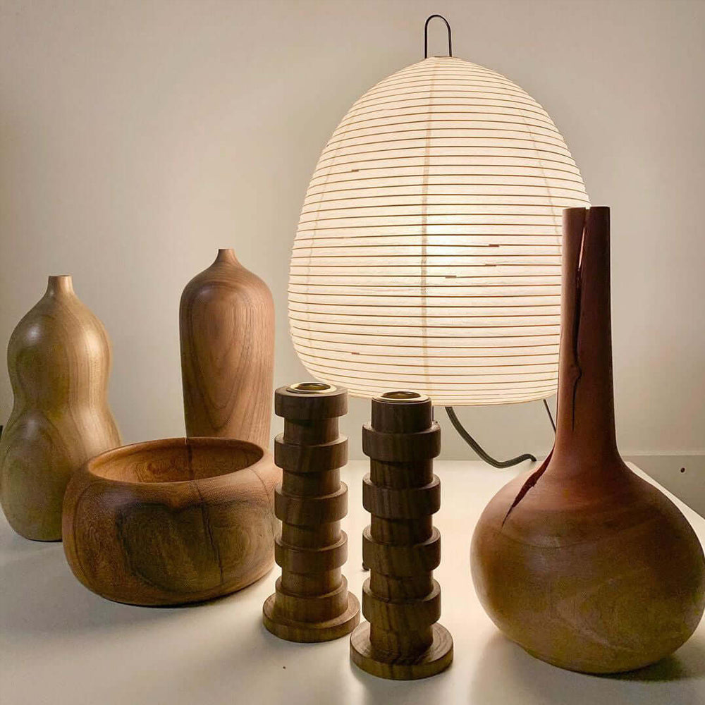 Kryntaleo | Japanse Geribbelde Bamboe Silhouet Oosterse Accent Tafellamp