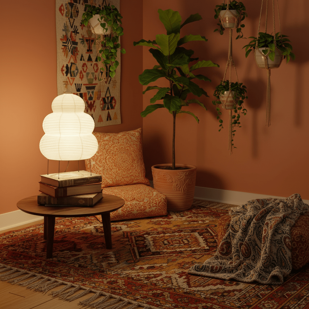 Kryntaleo | Japanse Geribbelde Bamboe Silhouet Oosterse Accent Tafellamp