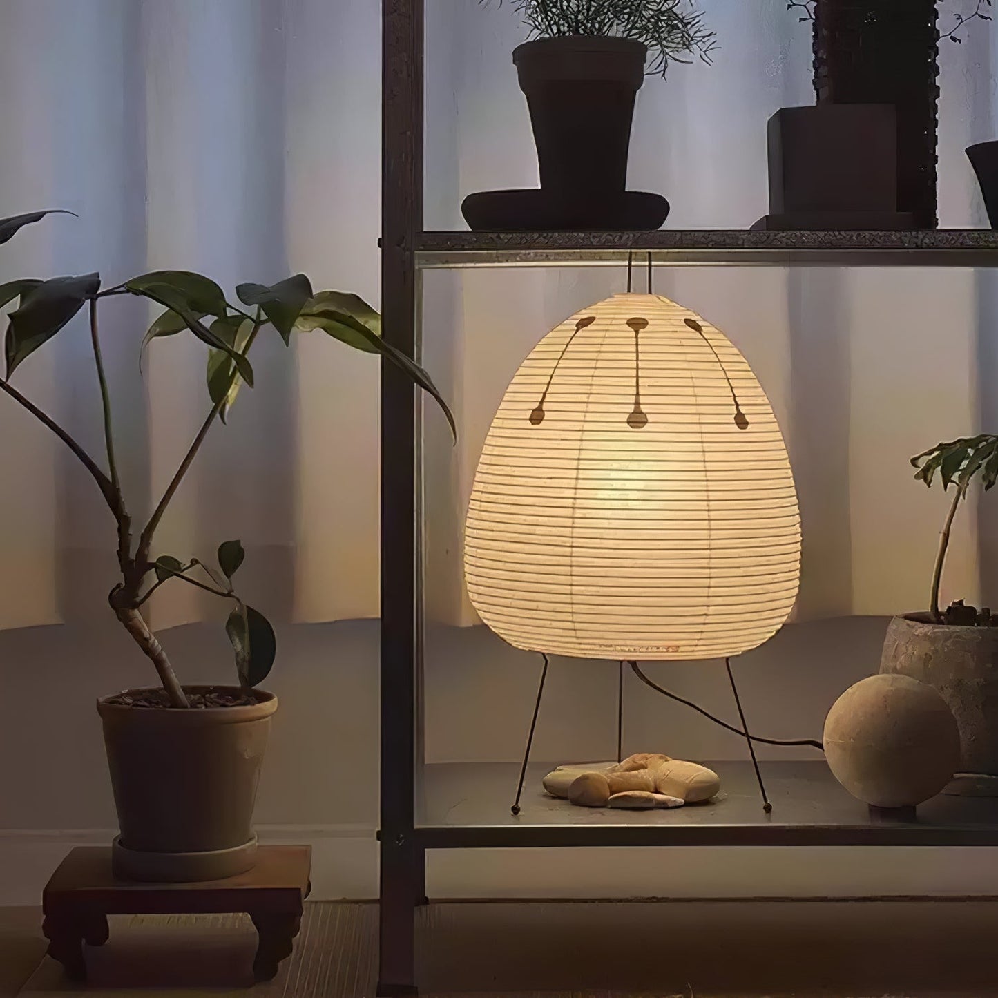Kryntaleo | Japanse Geribbelde Bamboe Silhouet Oosterse Accent Tafellamp