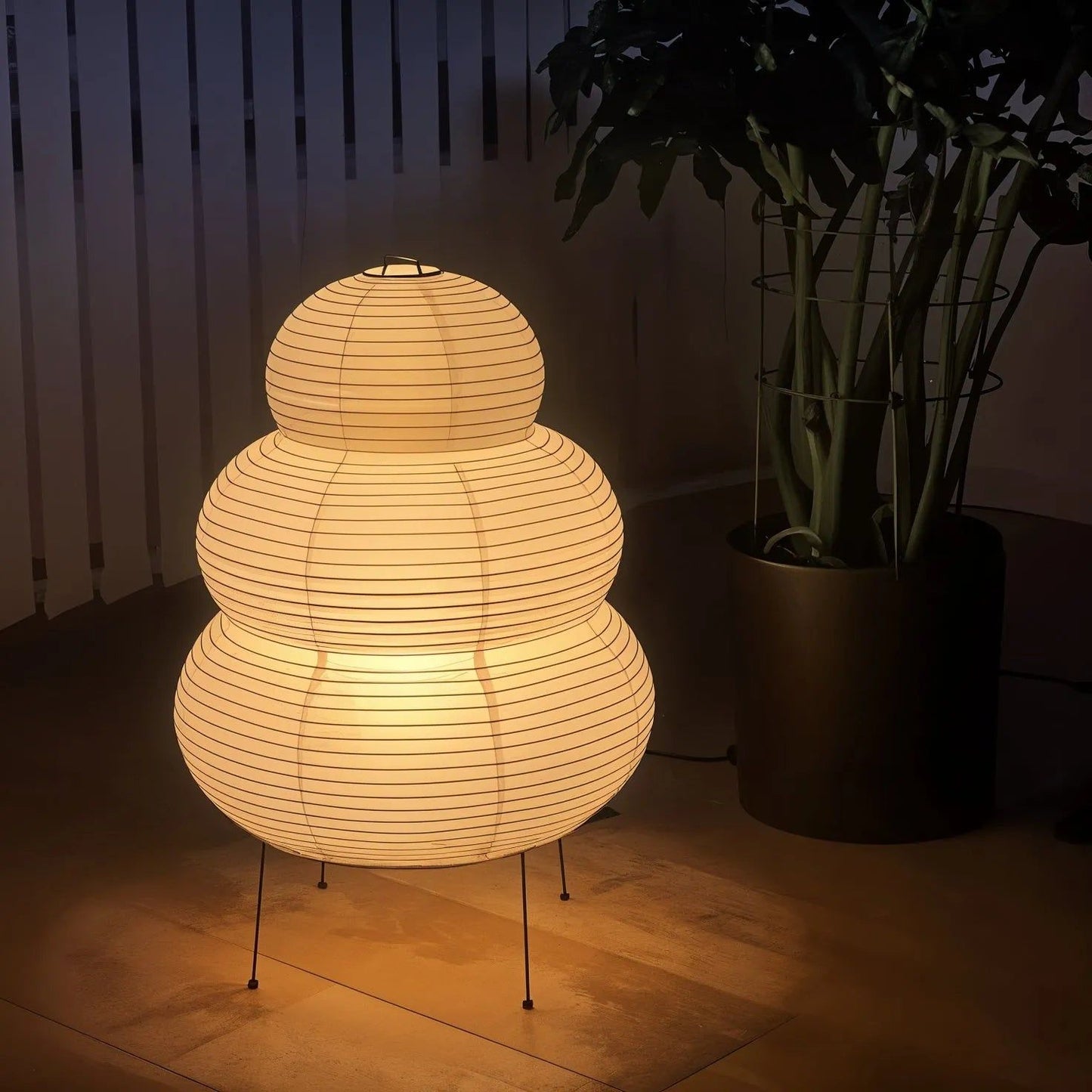 Kryntaleo | Japanse Geribbelde Bamboe Silhouet Oosterse Accent Tafellamp
