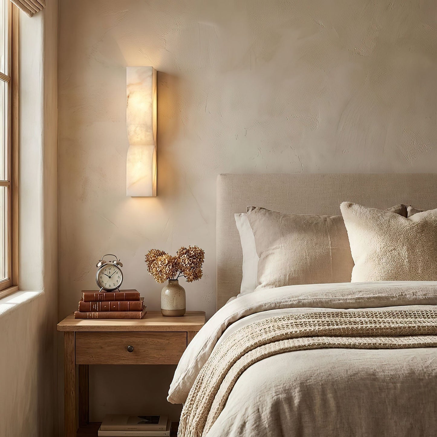 Marbrisso | Minimalistische Gesneden Albast Steen Wandlamp
