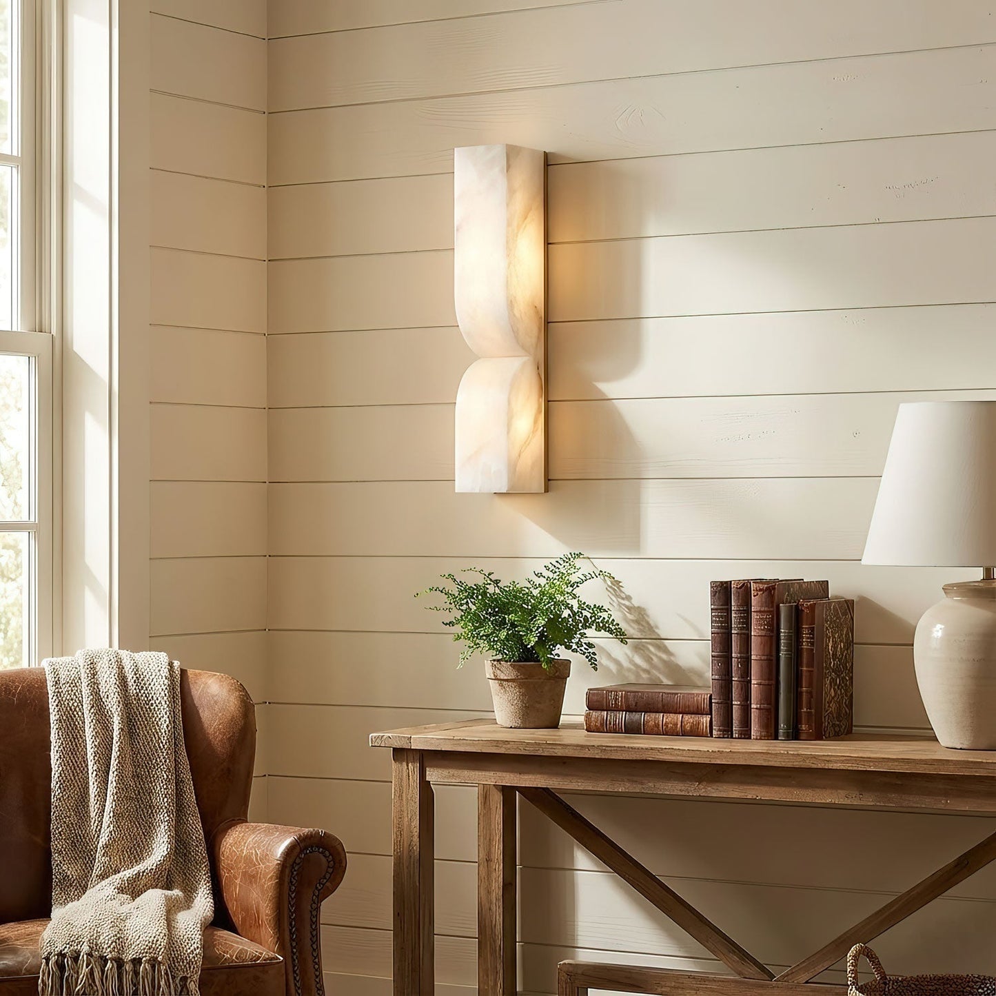 Marbrisso | Minimalistische Gesneden Albast Steen Wandlamp