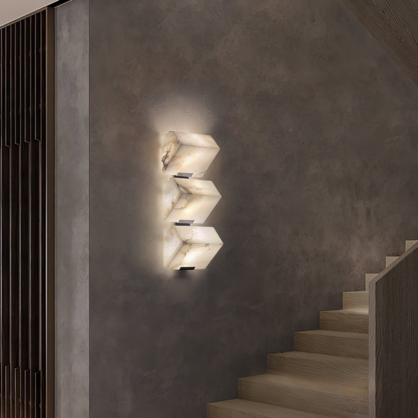 Luvidior | Architectonische Kolom Alabaster Steen Blokken Wandlamp