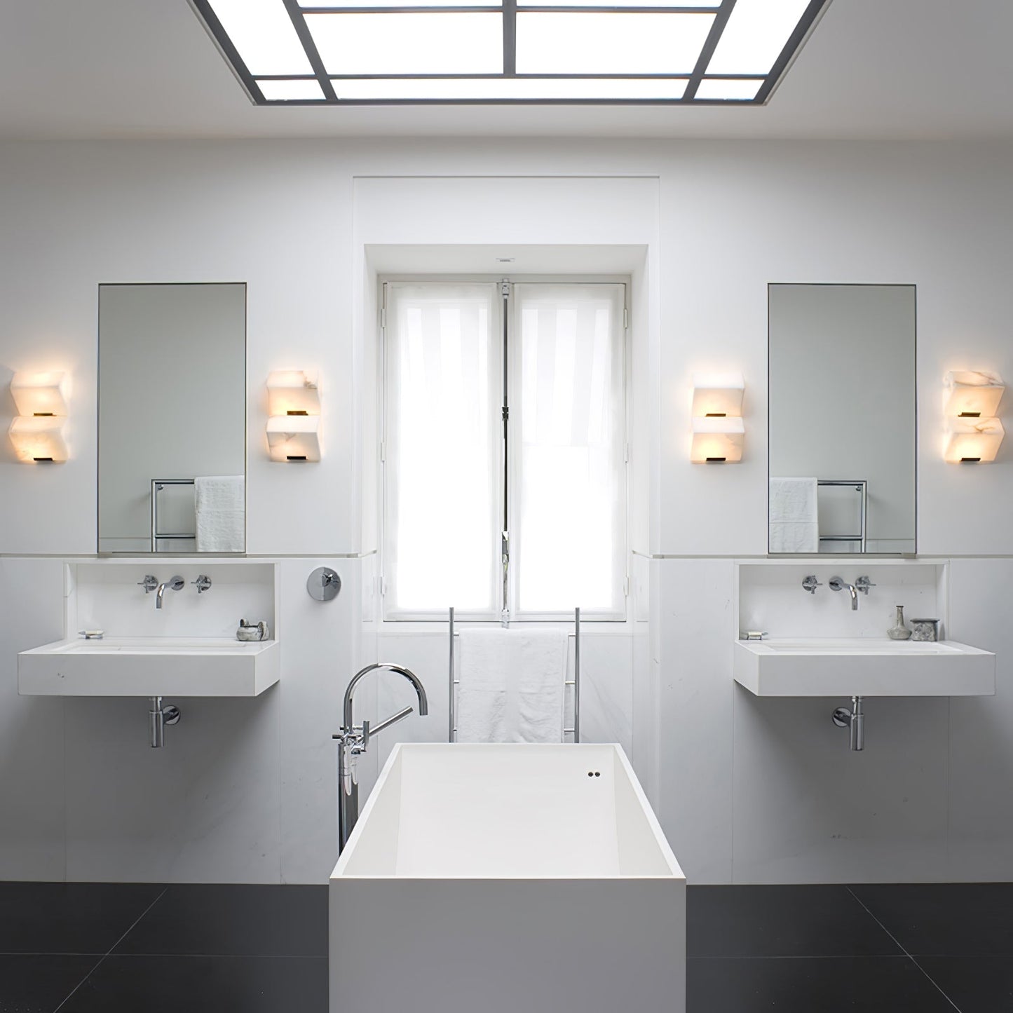 Luvidior | Architectonische Kolom Alabaster Steen Blokken Wandlamp