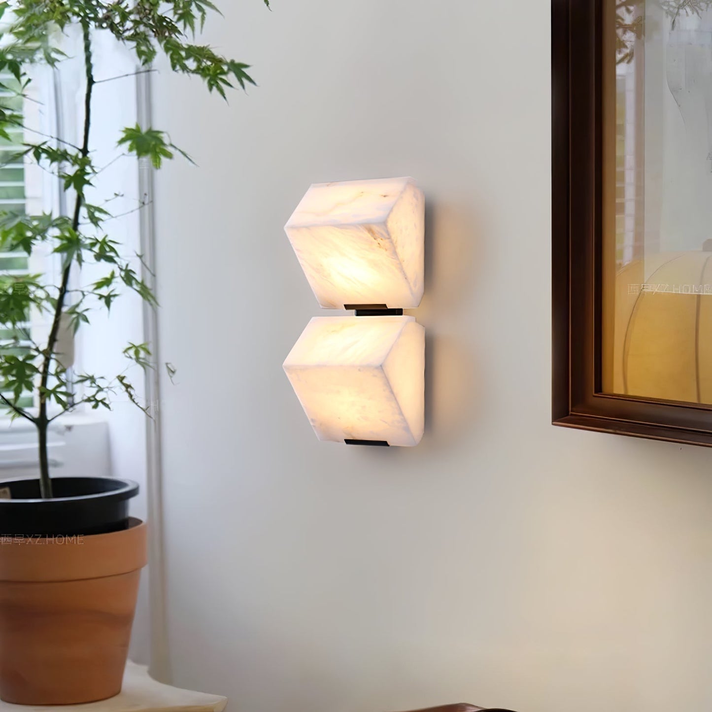 Luvidior | Architectonische Kolom Alabaster Steen Blokken Wandlamp