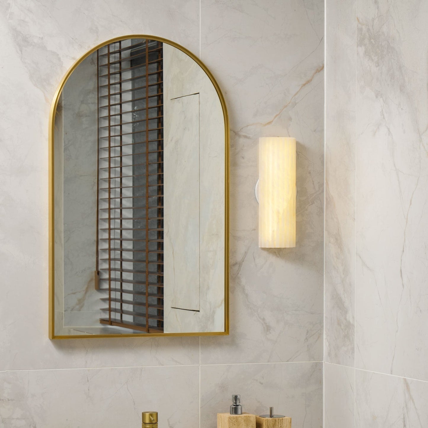 Orcari | Elegante Rechthoekige Alabaster Steen Wandlamp