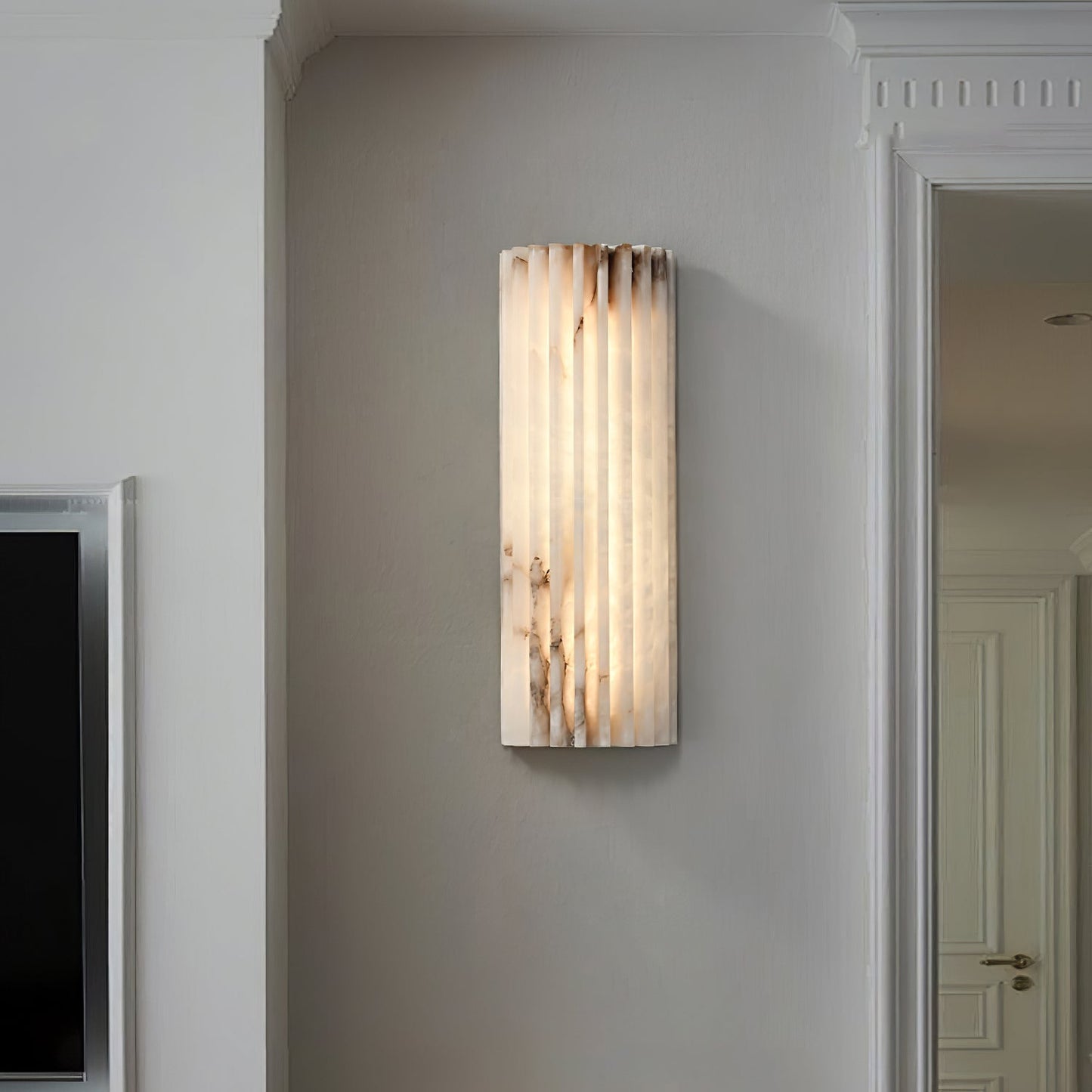 Orcari | Elegante Rechthoekige Alabaster Steen Wandlamp