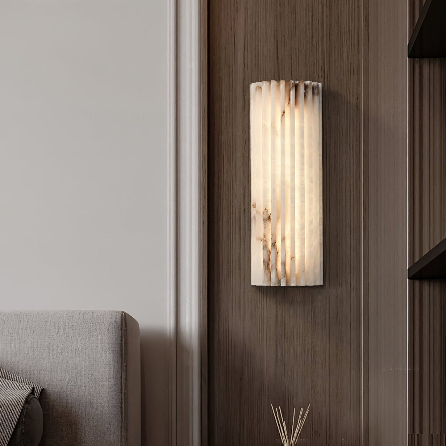 Orcari | Elegante Rechthoekige Alabaster Steen Wandlamp