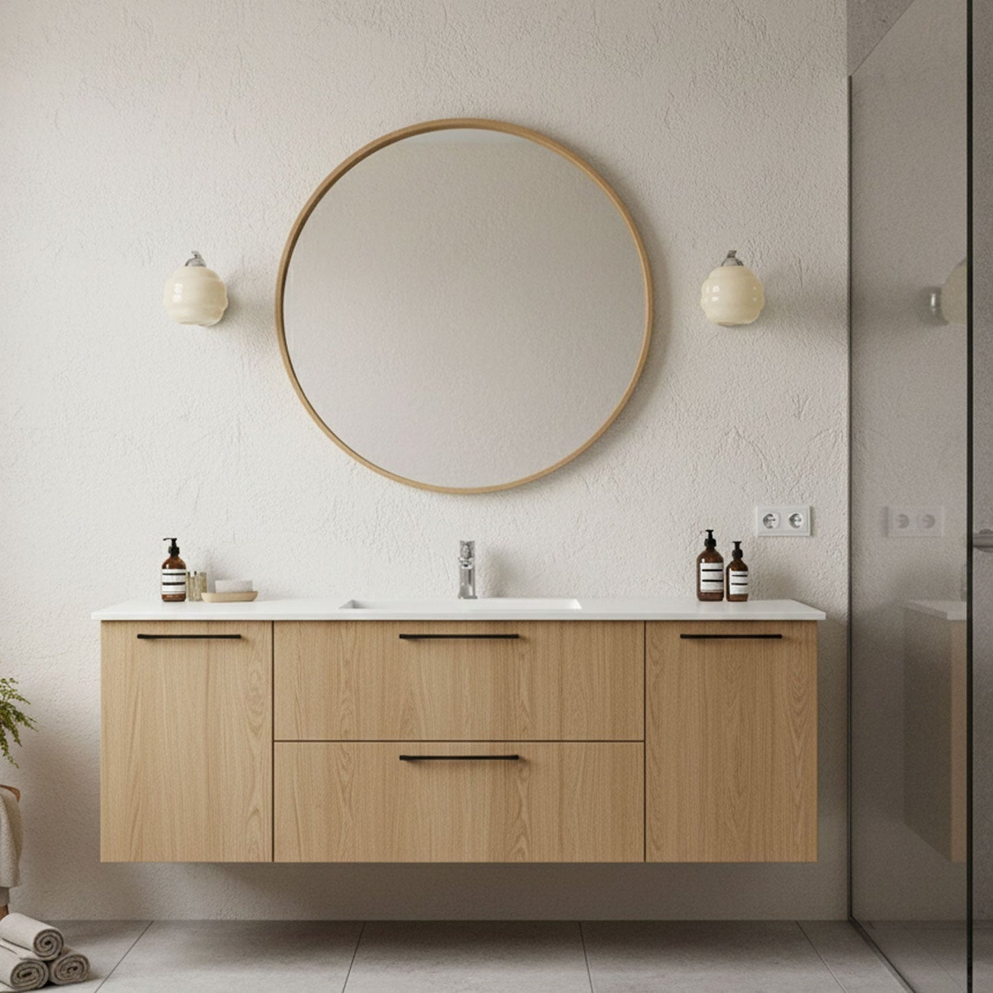 Thryndol | Geribbelde Glazen Bol Vintage Wandlamp