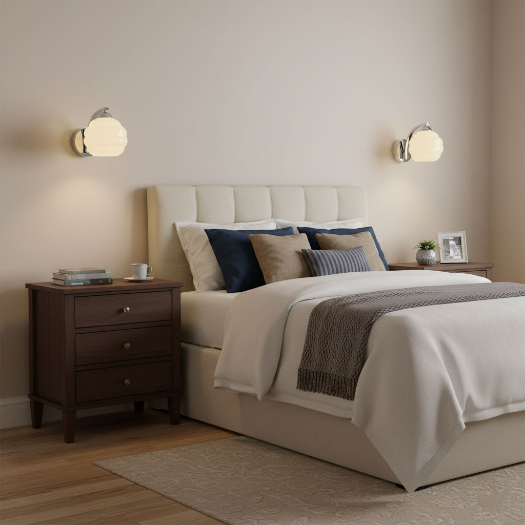 Thryndol | Geribbelde Glazen Bol Vintage Wandlamp