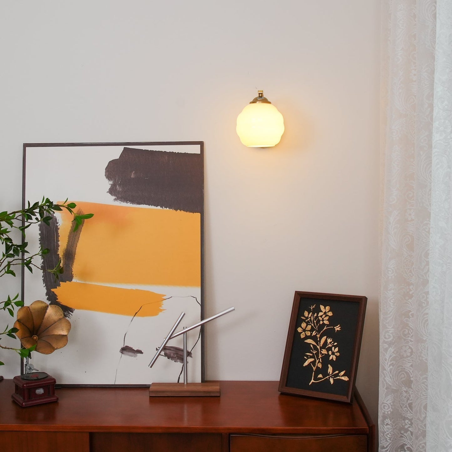 Thryndol | Geribbelde Glazen Bol Vintage Wandlamp