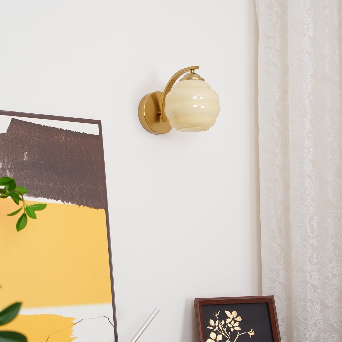 Thryndol | Geribbelde Glazen Bol Vintage Wandlamp