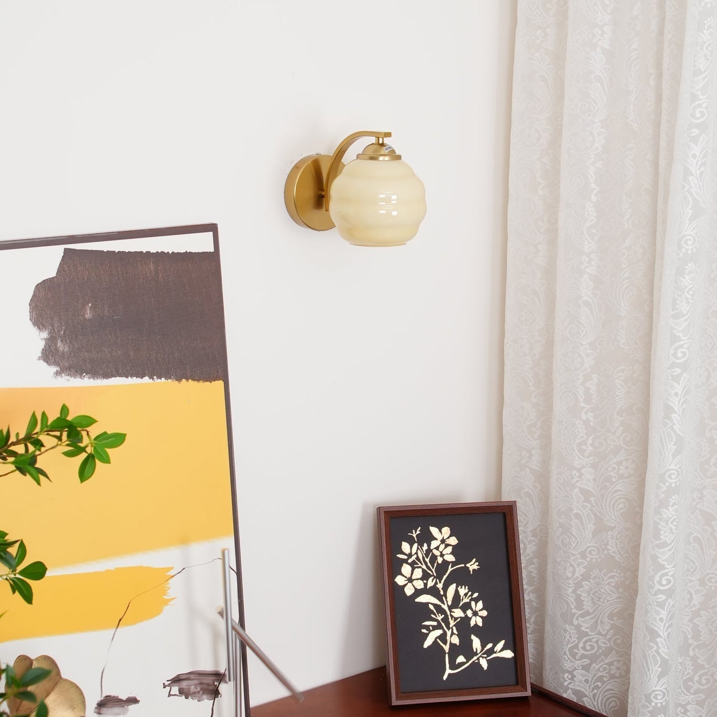 Thryndol | Geribbelde Glazen Bol Vintage Wandlamp