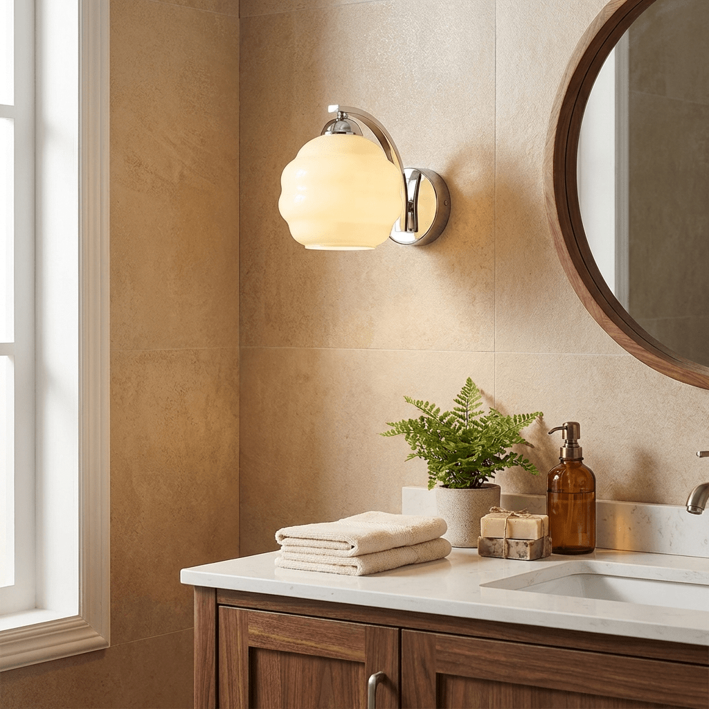 Thryndol | Geribbelde Glazen Bol Vintage Wandlamp