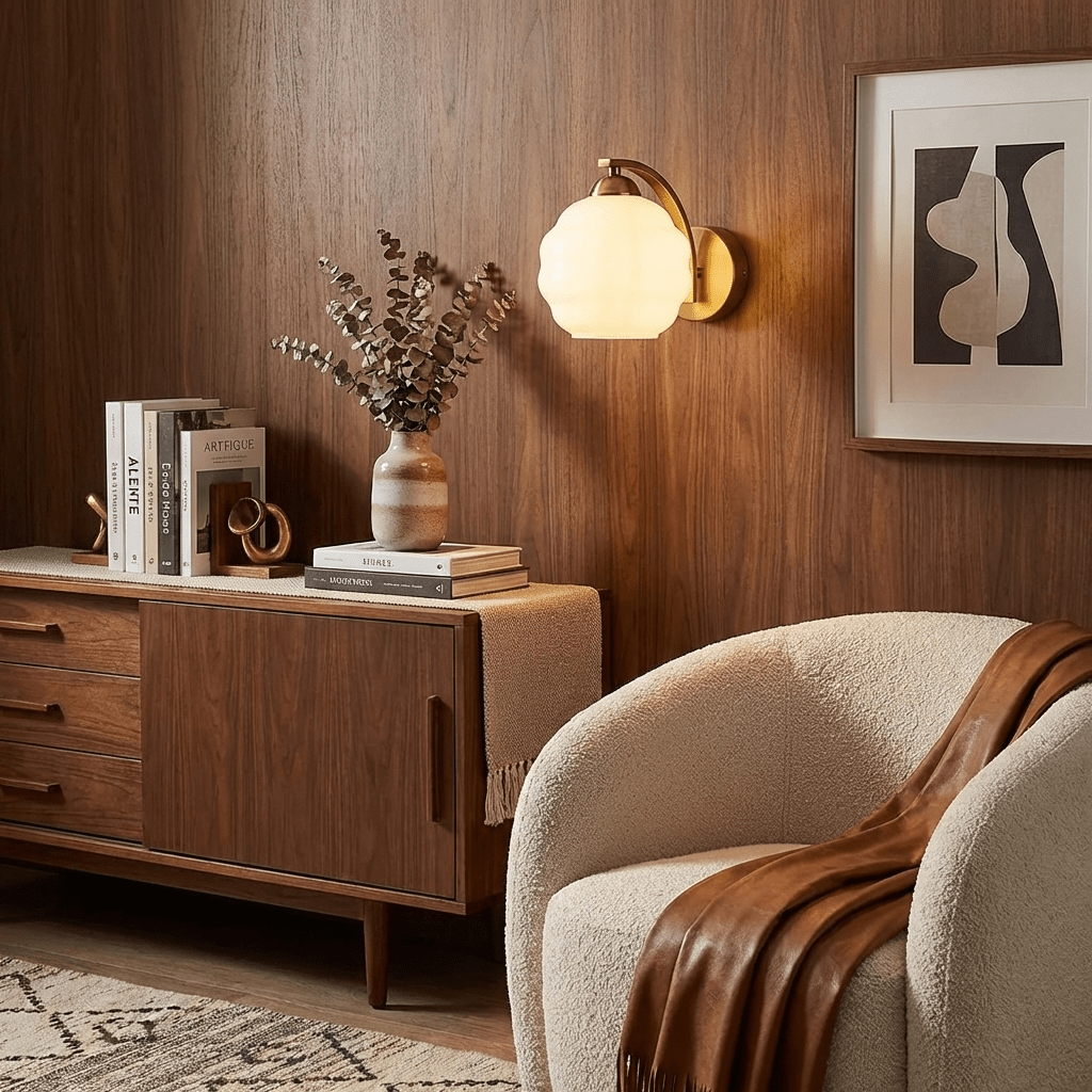 Thryndol | Geribbelde Glazen Bol Vintage Wandlamp