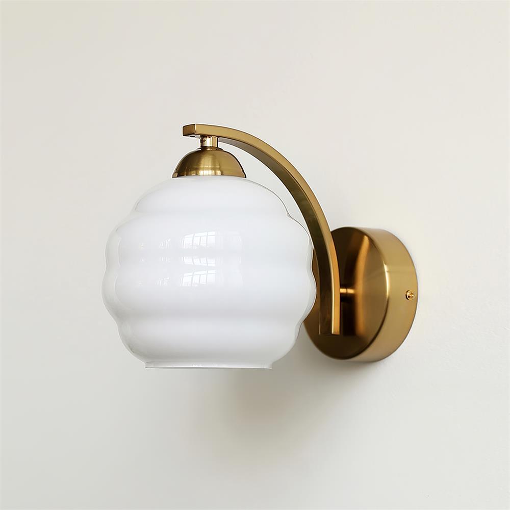Thryndol | Geribbelde Glazen Bol Vintage Wandlamp