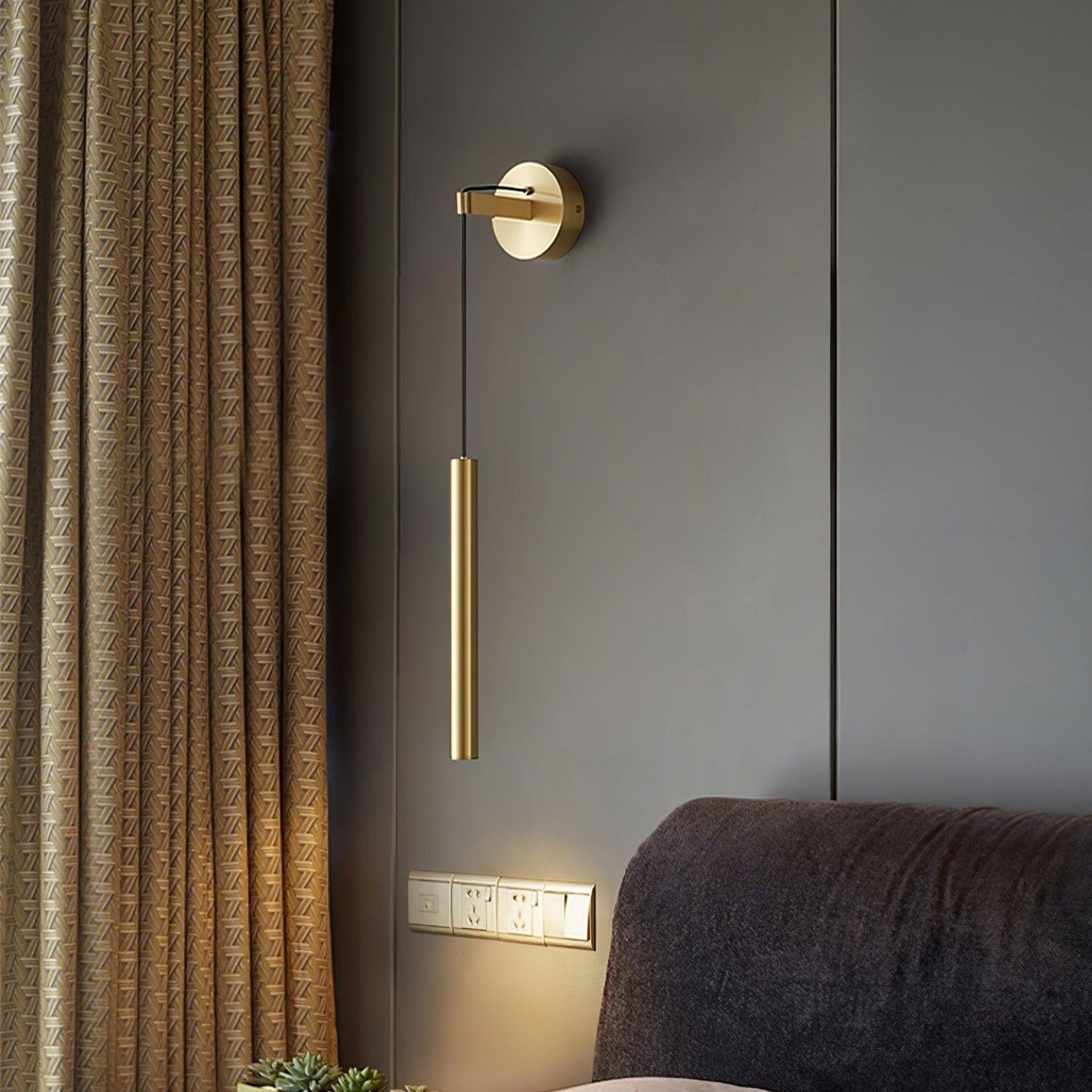 Albronix | Lineaire Messing Minimalistische LED Architectonische Wandhanglamp