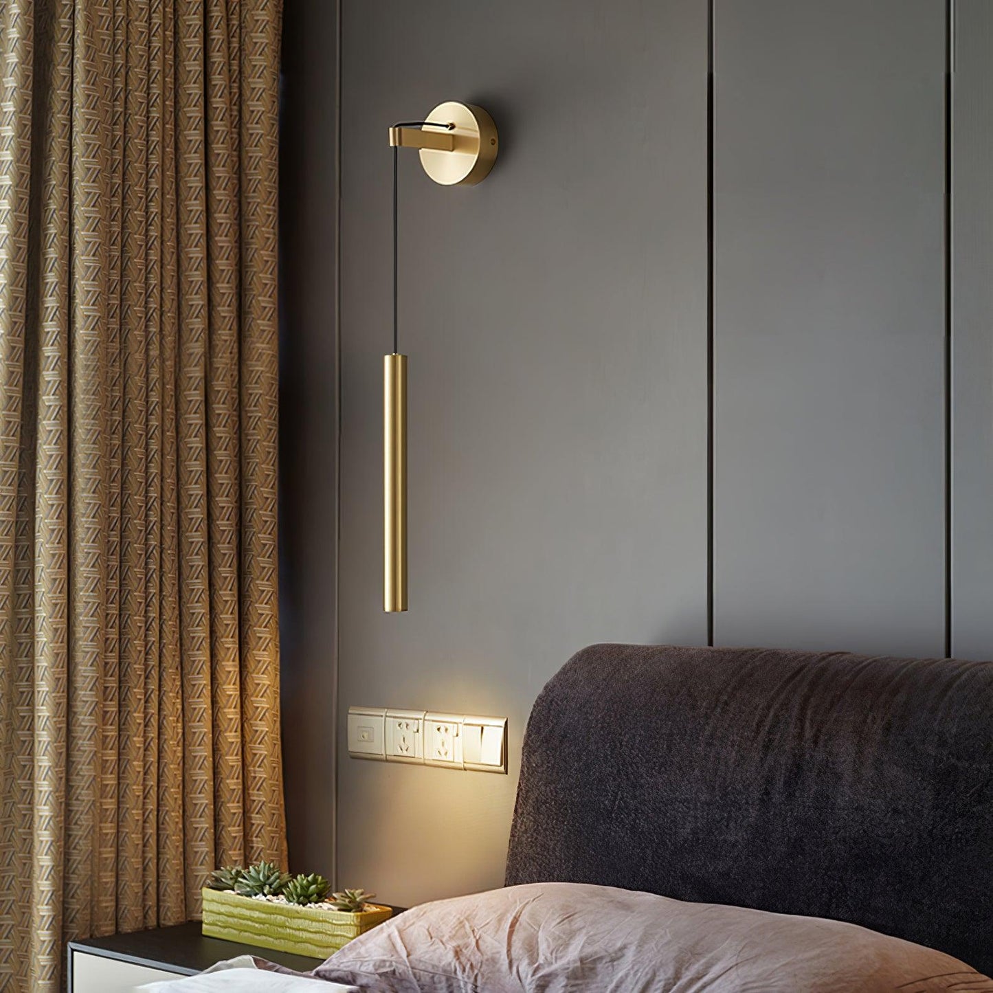 Albronix | Lineaire Messing Minimalistische LED Architectonische Wandhanglamp