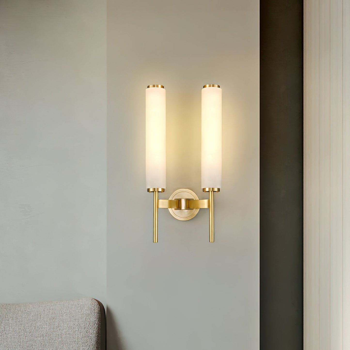 Kelsorim | Geometrische minimalistische albasten cilindrische wandlamp