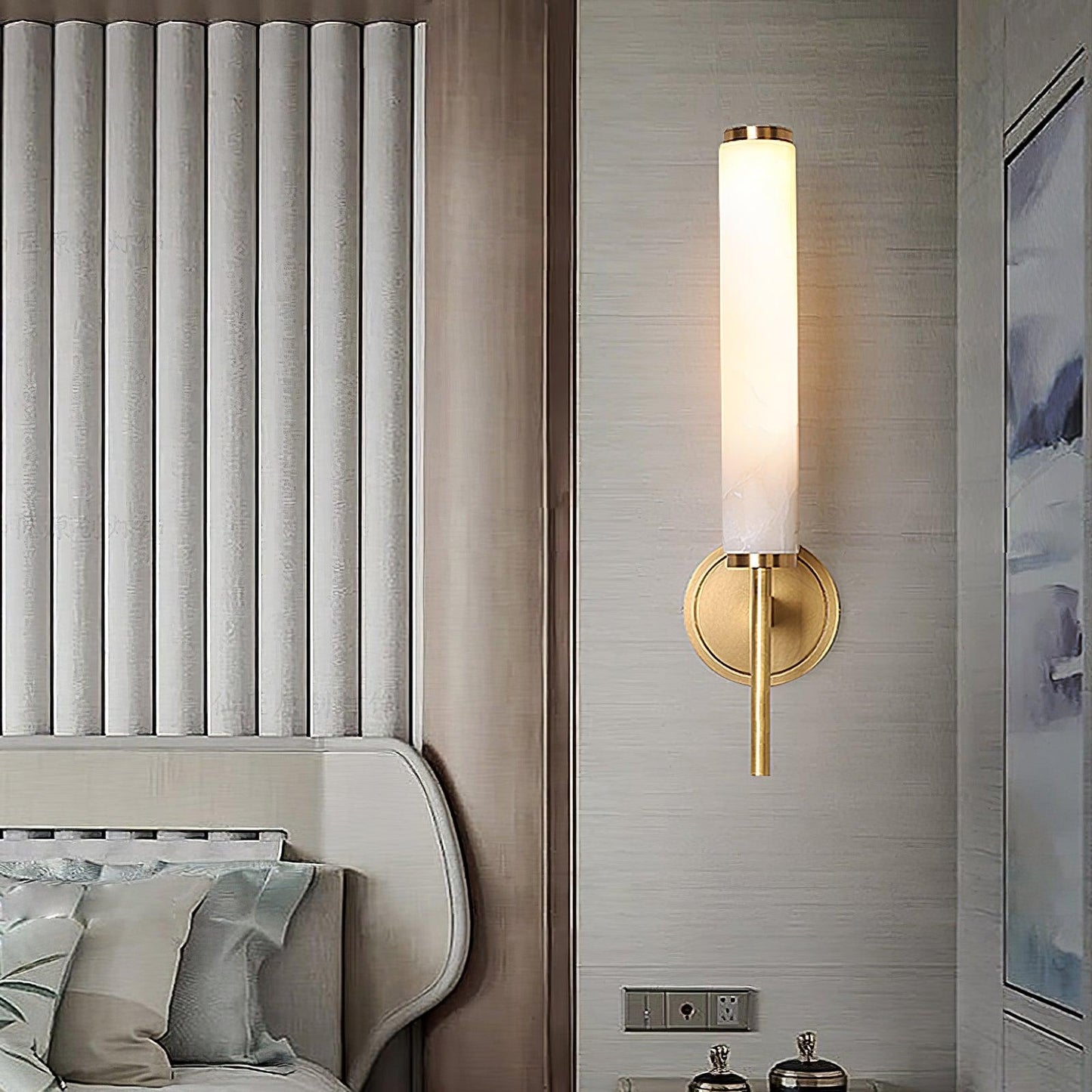 Kelsorim | Geometrische minimalistische albasten cilindrische wandlamp