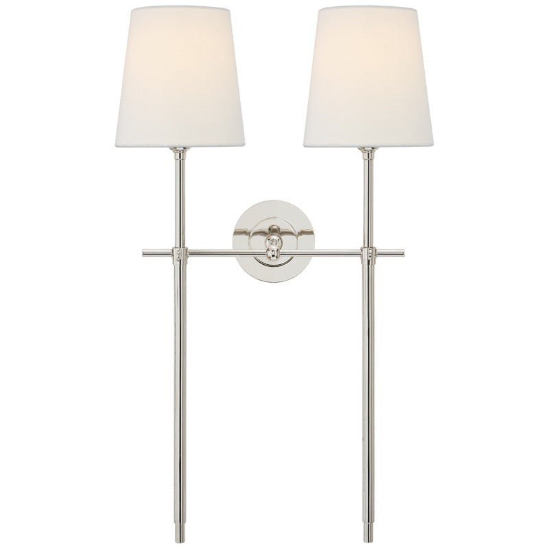 Edor | Elegante Antieke Wandlamp met Witte Tapered Linnen Schaduw