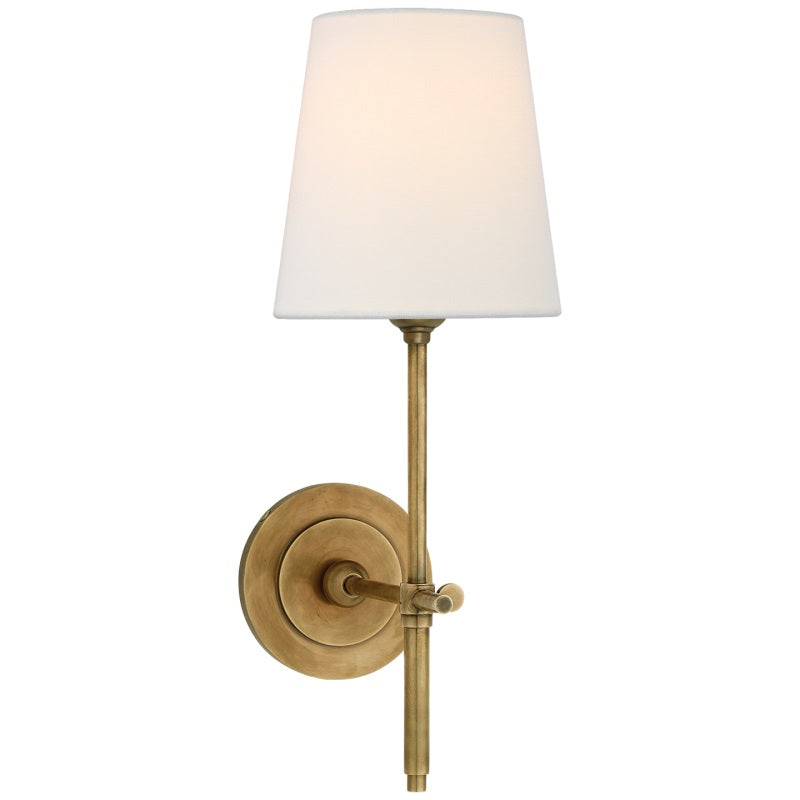 Edor | Elegante Antieke Wandlamp met Witte Tapered Linnen Schaduw