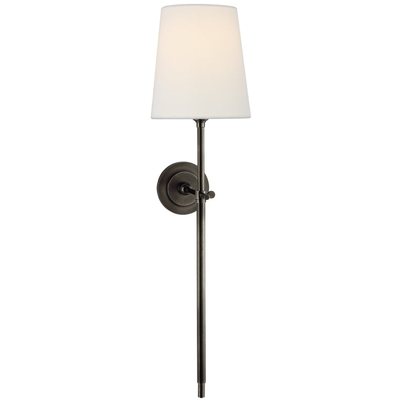 Edor | Elegante Antieke Wandlamp met Witte Tapered Linnen Schaduw