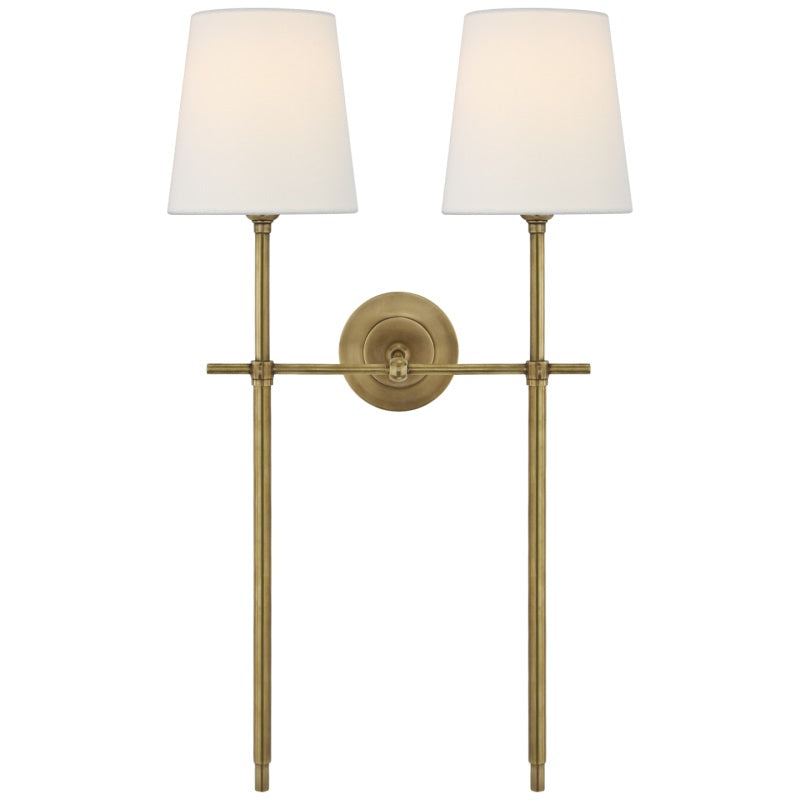 Edor | Elegante Antieke Wandlamp met Witte Tapered Linnen Schaduw