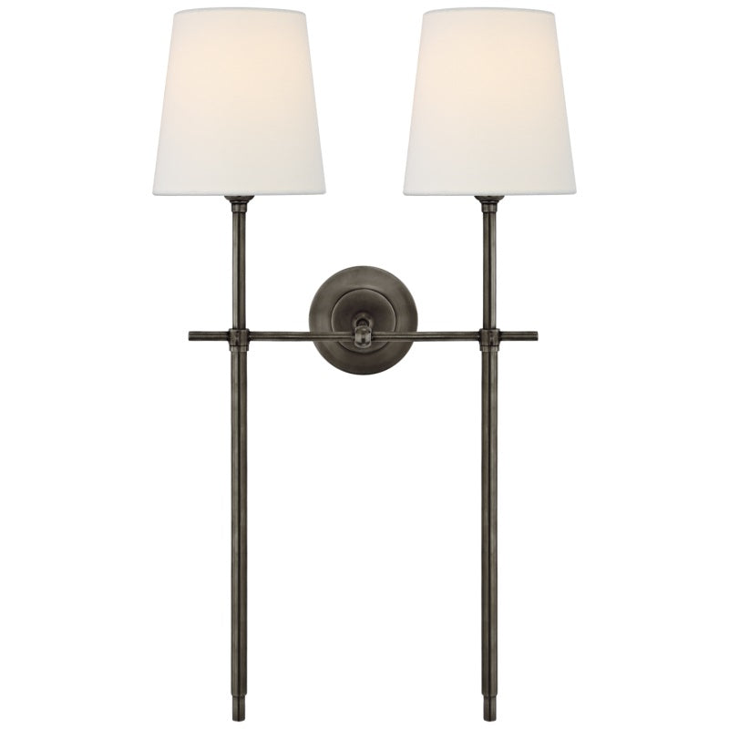 Edor | Elegante Antieke Wandlamp met Witte Tapered Linnen Schaduw
