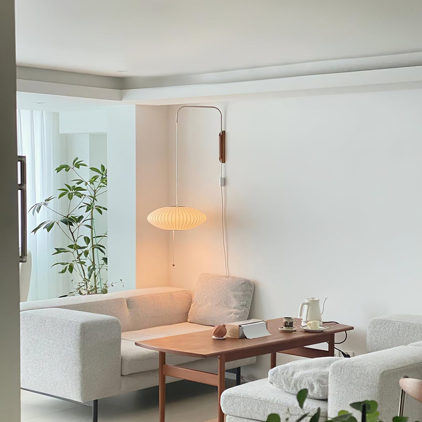 Kyntaroc | Retro Geribbelde Silhouet Zwevende Bol Wandlamp