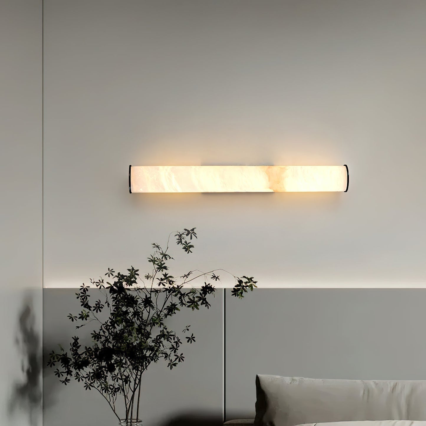 Aristhos | Minimalistische Lineaire Alabaster en Messing Wandlamp
