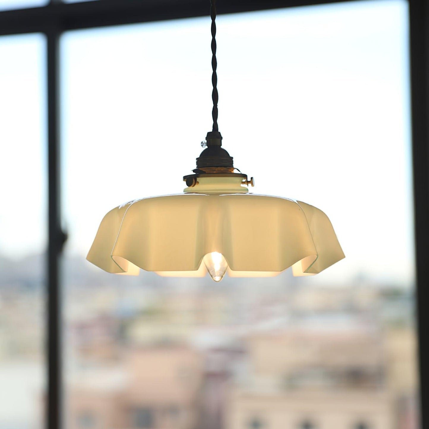 Kelvarna | Vintage Geplooide Glazen Fluted Hanglamp