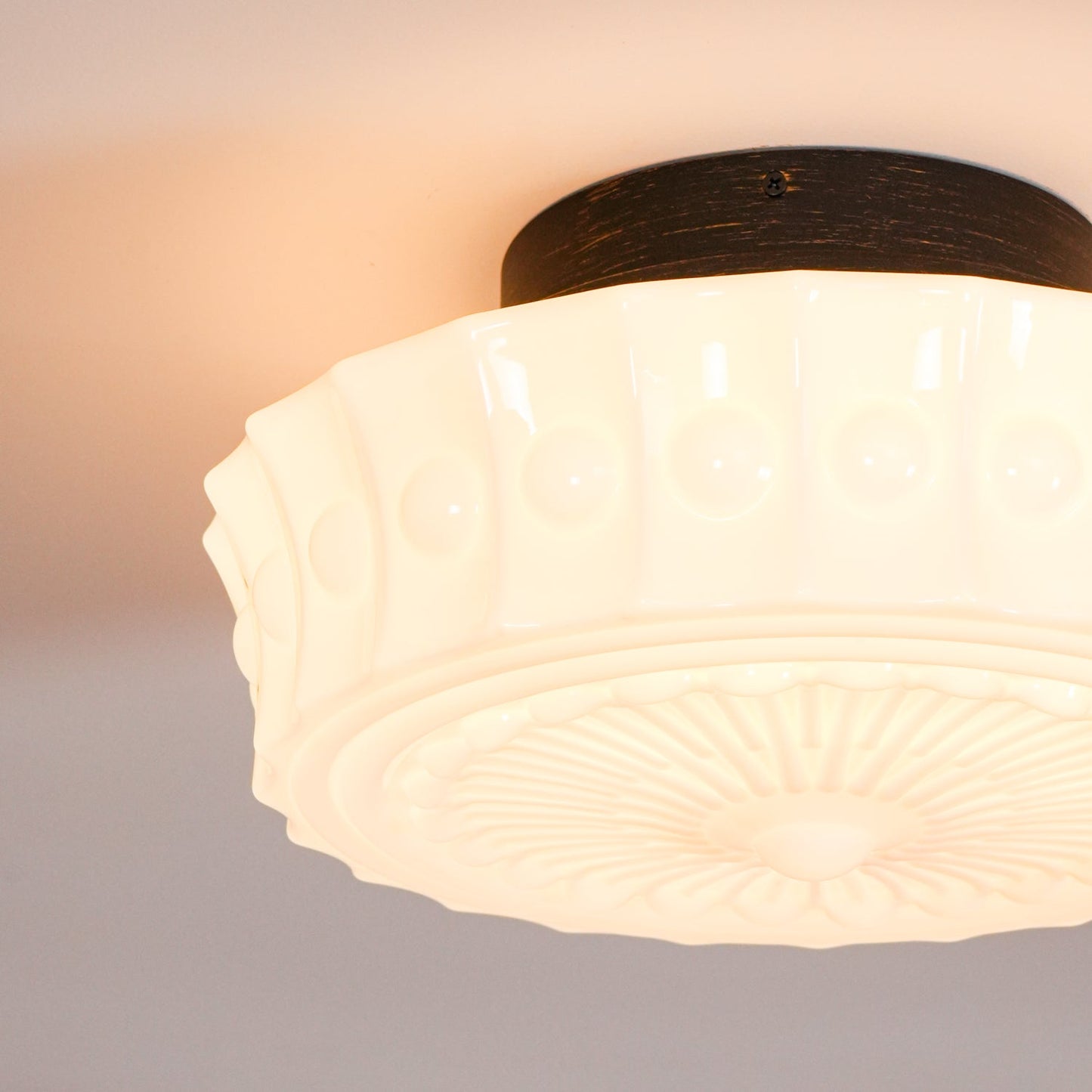 Solvendi | Minimalistische Geometrische Glazen Kom Semi Opbouw Plafondlamp