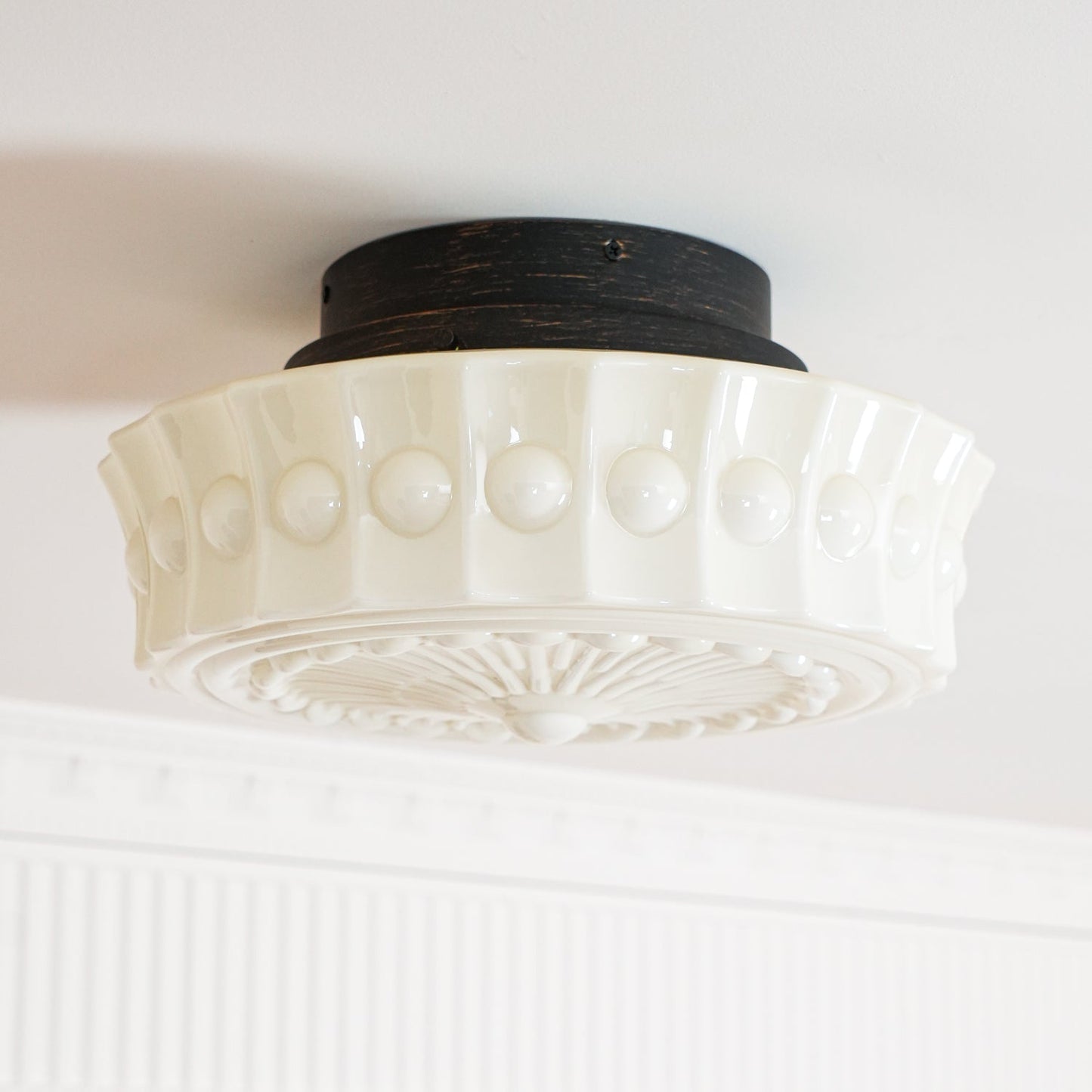 Solvendi | Minimalistische Geometrische Glazen Kom Semi Opbouw Plafondlamp