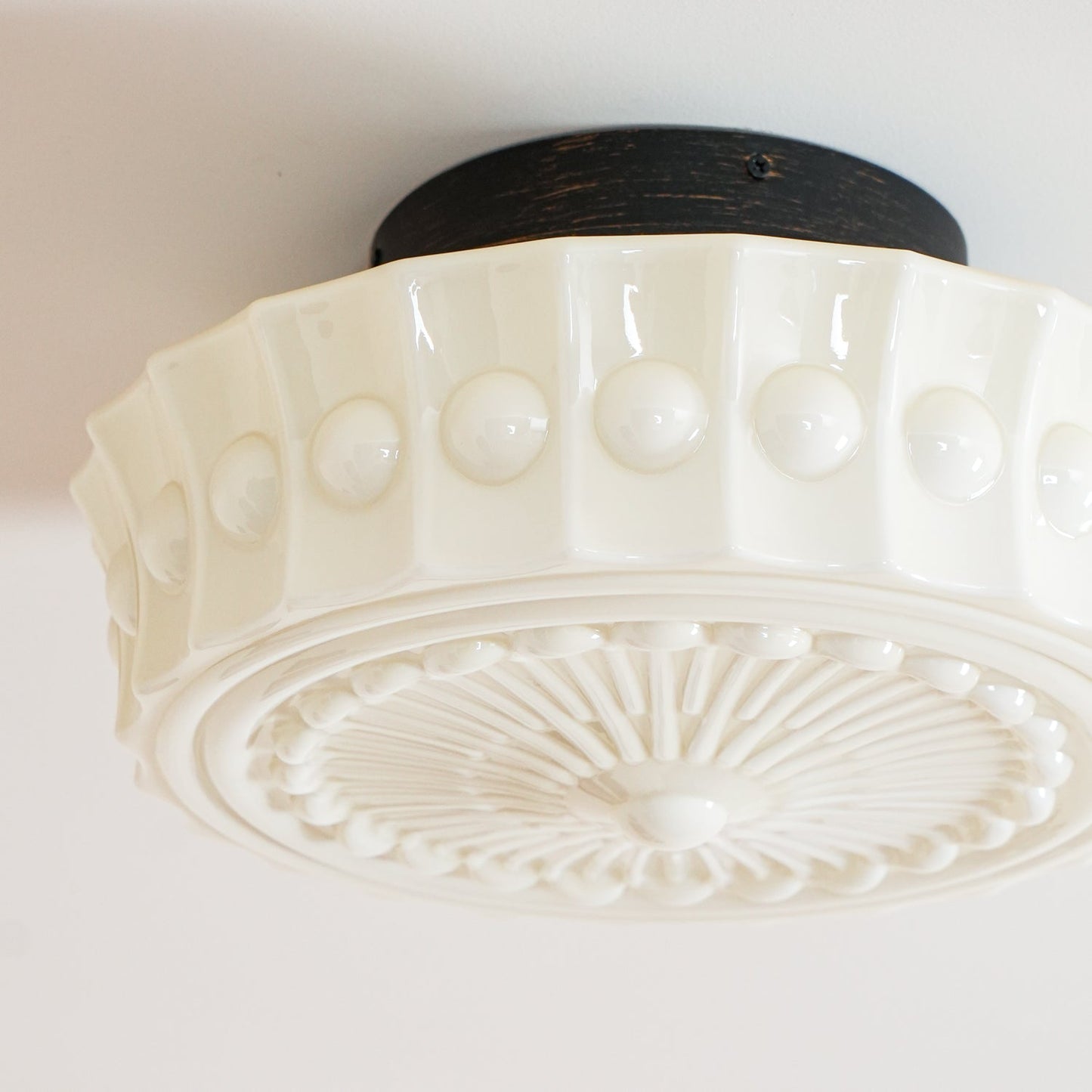 Solvendi | Minimalistische Geometrische Glazen Kom Semi Opbouw Plafondlamp