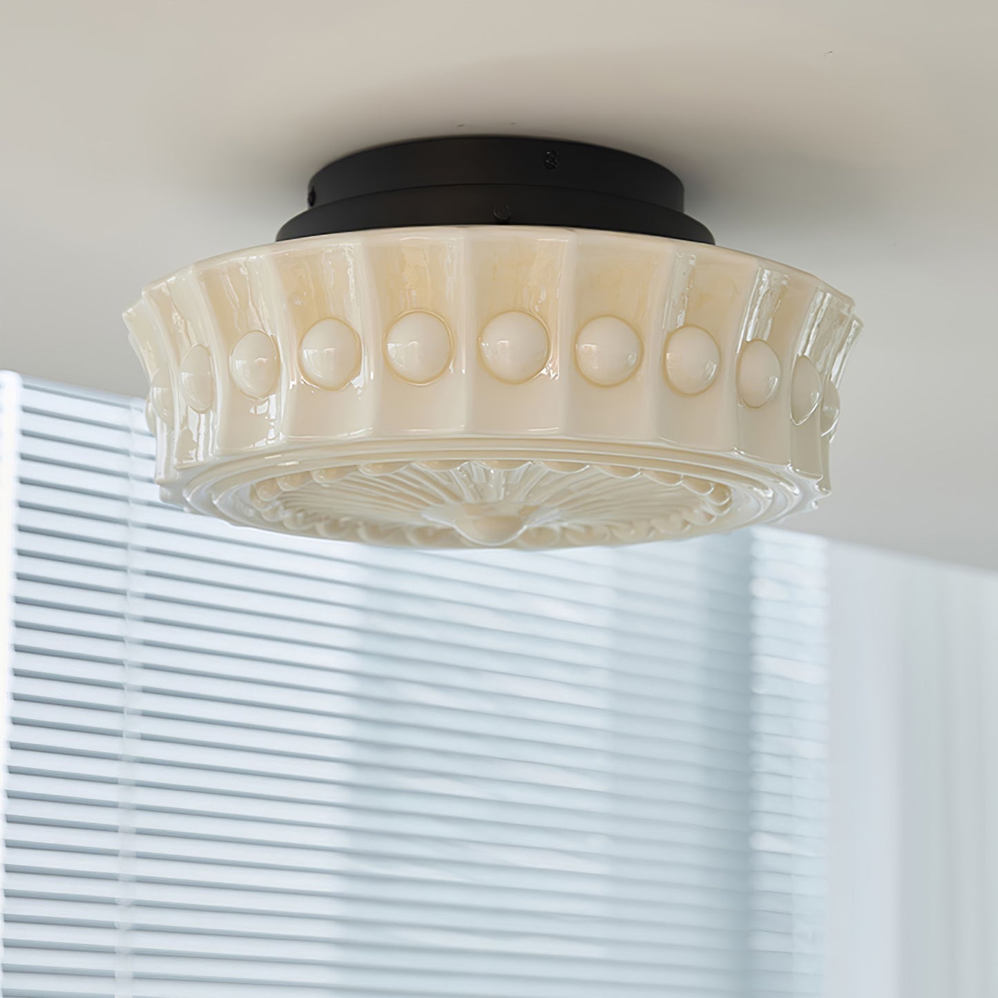 Solvendi | Minimalistische Geometrische Glazen Kom Semi Opbouw Plafondlamp