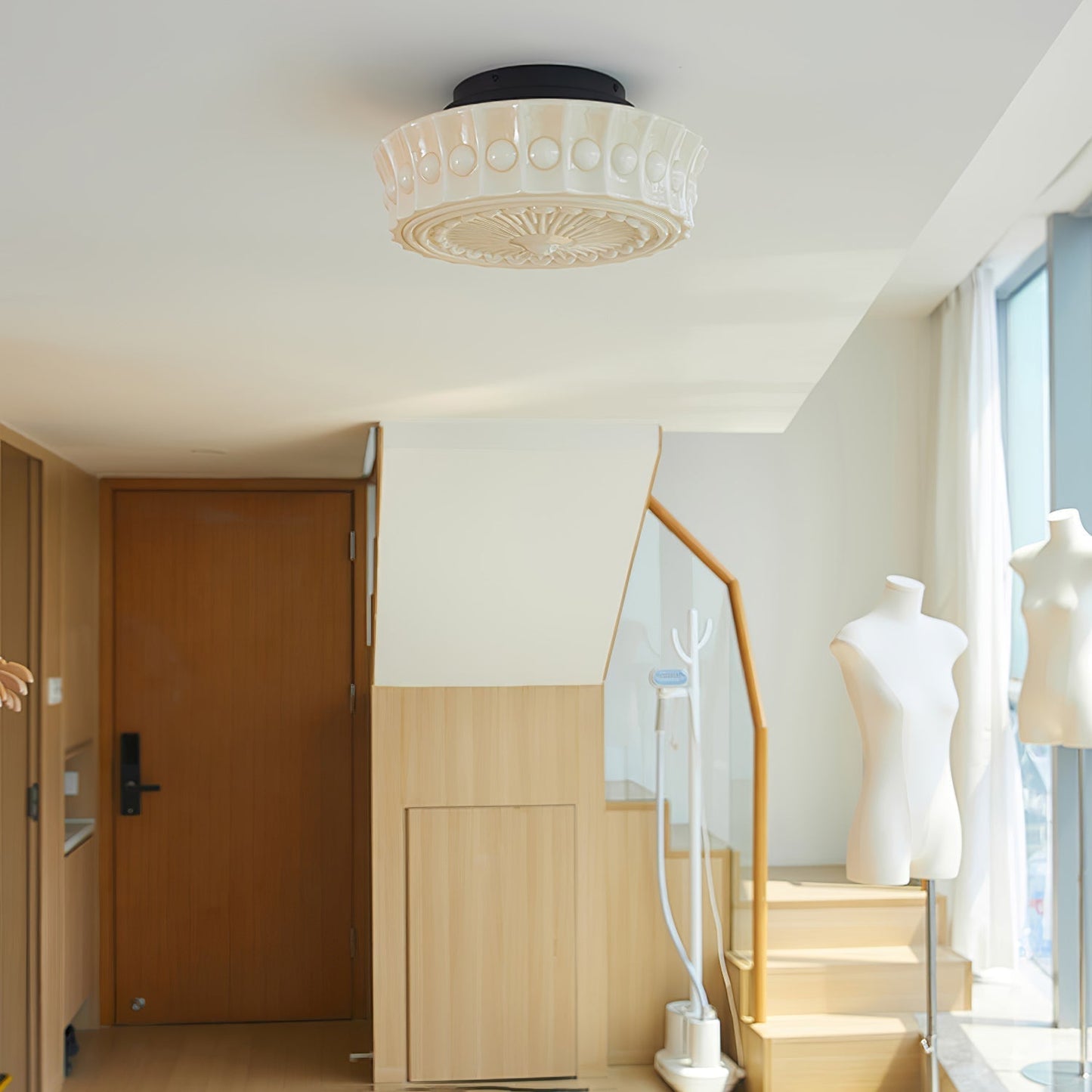 Solvendi | Minimalistische Geometrische Glazen Kom Semi Opbouw Plafondlamp
