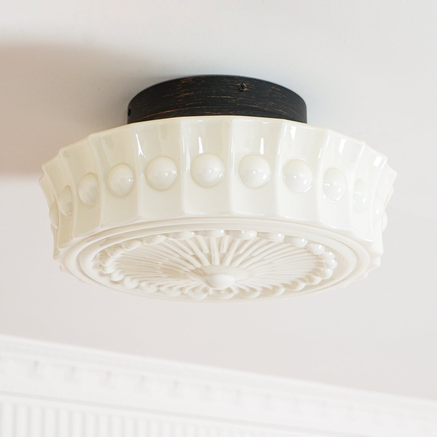 Solvendi | Minimalistische Geometrische Glazen Kom Semi Opbouw Plafondlamp