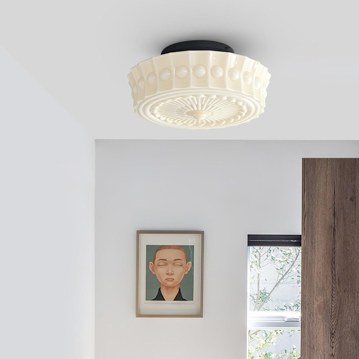 Solvendi | Minimalistische Geometrische Glazen Kom Semi Opbouw Plafondlamp