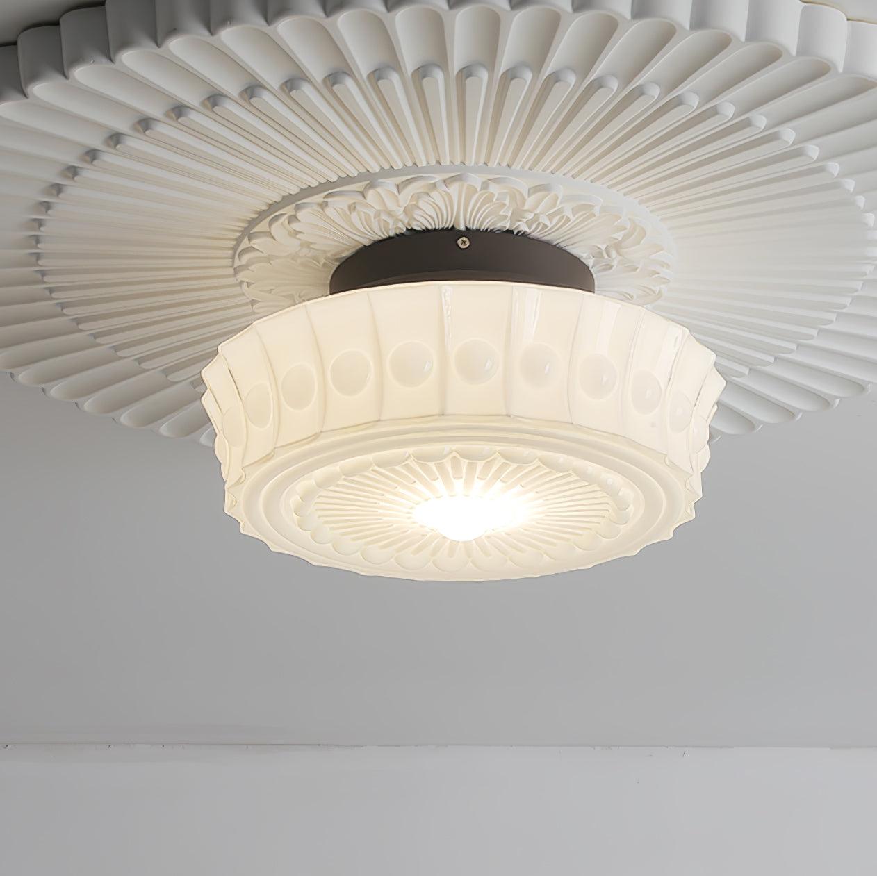 Solvendi | Minimalistische Geometrische Glazen Kom Semi Opbouw Plafondlamp