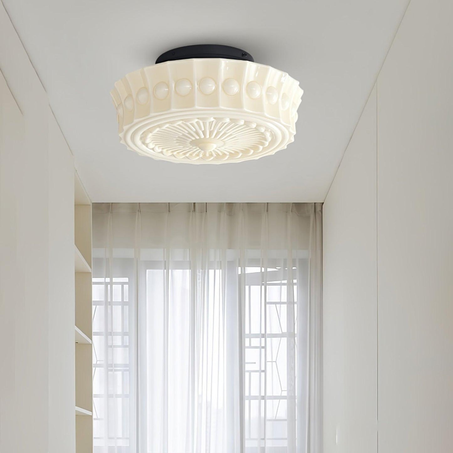 Solvendi | Minimalistische Geometrische Glazen Kom Semi Opbouw Plafondlamp