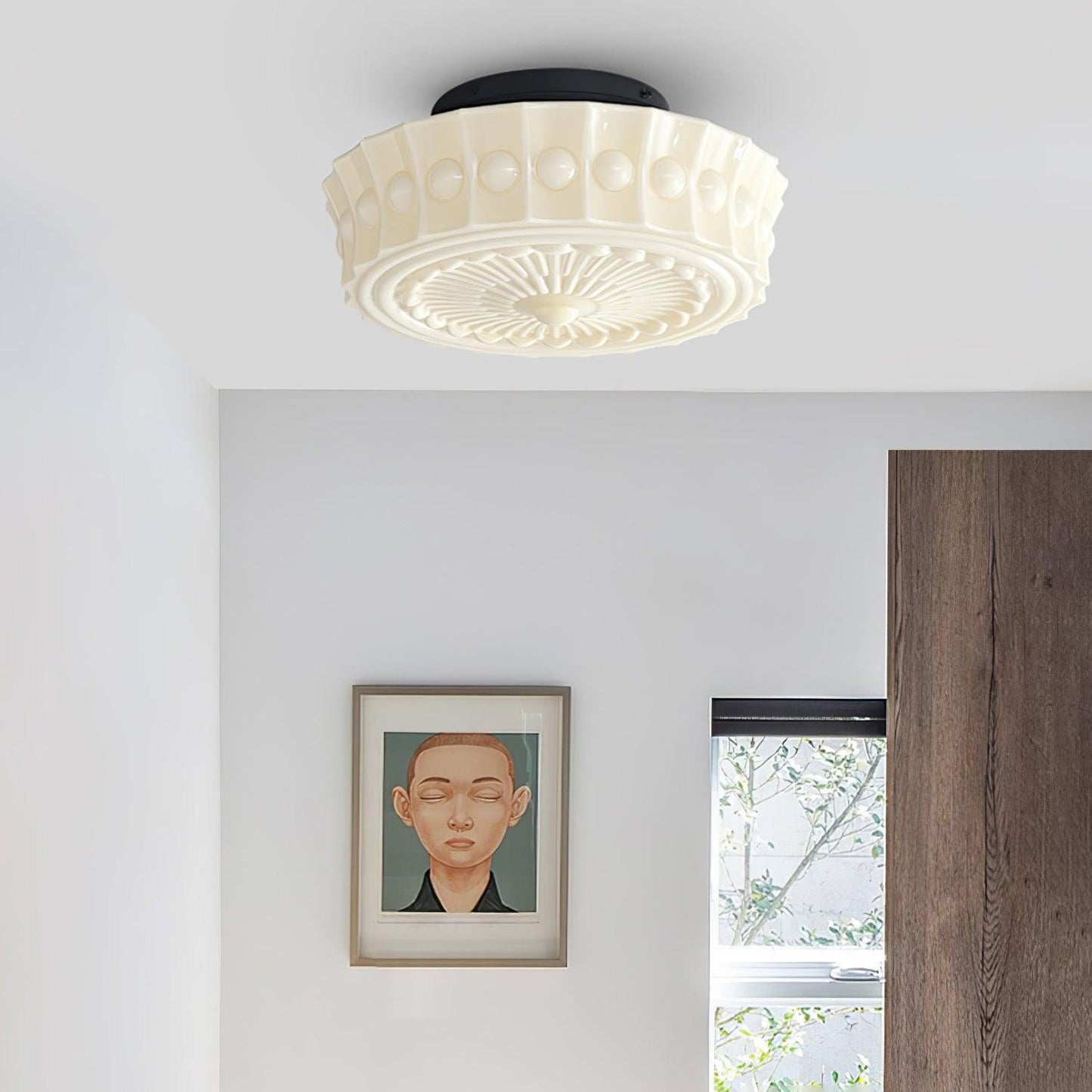 Solvendi | Minimalistische Geometrische Glazen Kom Semi Opbouw Plafondlamp