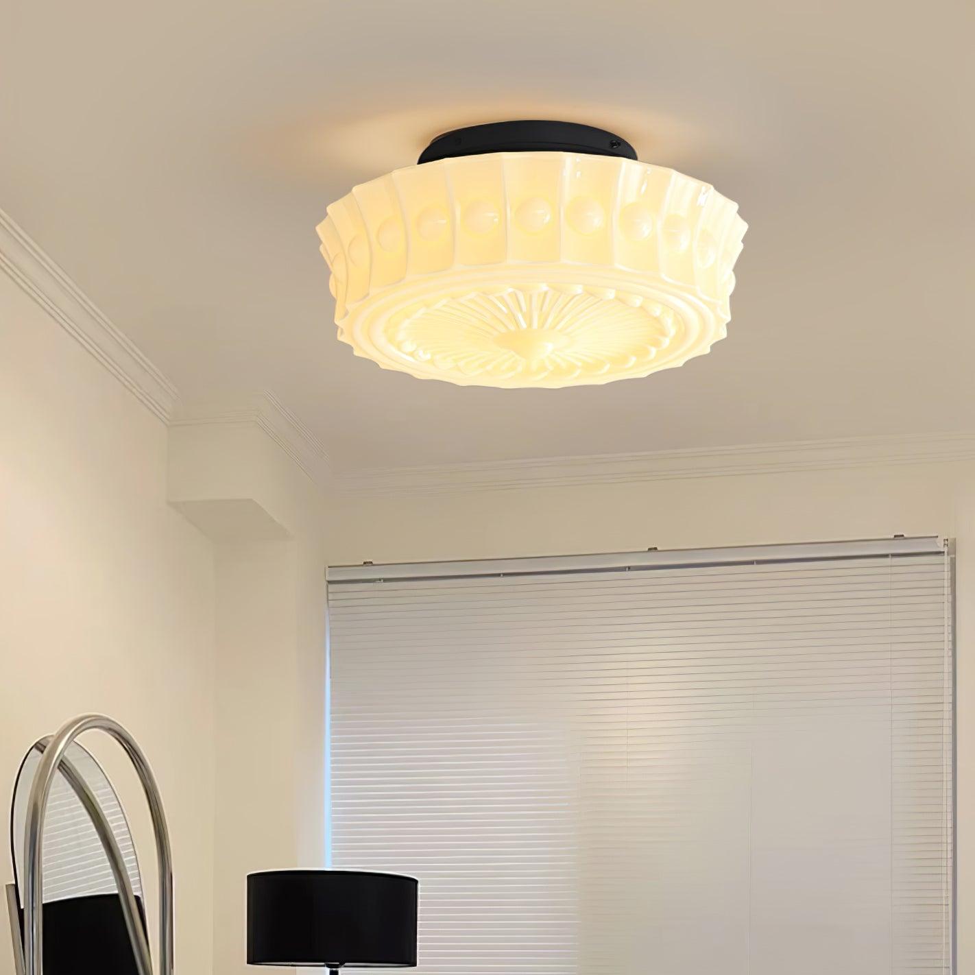 Solvendi | Minimalistische Geometrische Glazen Kom Semi Opbouw Plafondlamp