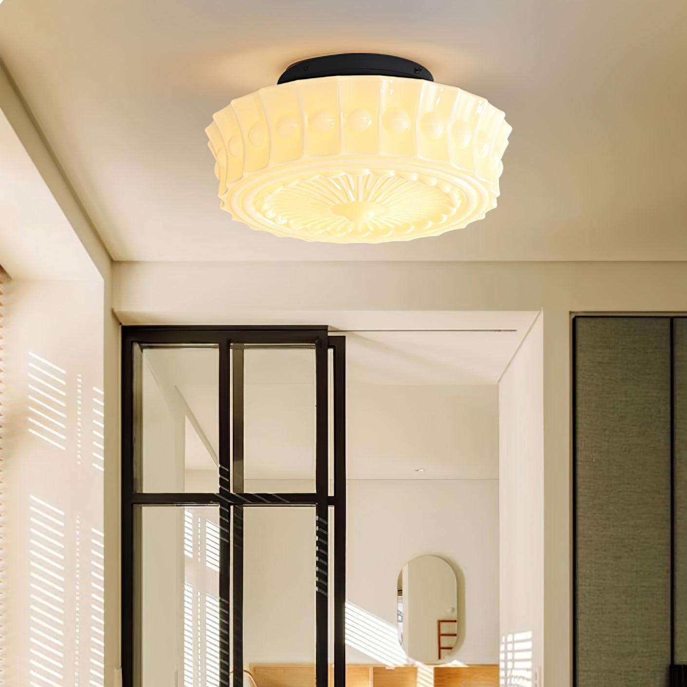 Solvendi | Minimalistische Geometrische Glazen Kom Semi Opbouw Plafondlamp